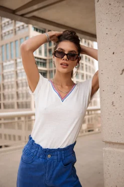 T-Shirts*Freeman T. Porter Tonia Linen white